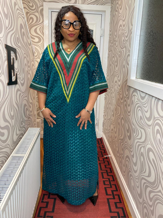 Long Gown Sample Lace Aso Oke