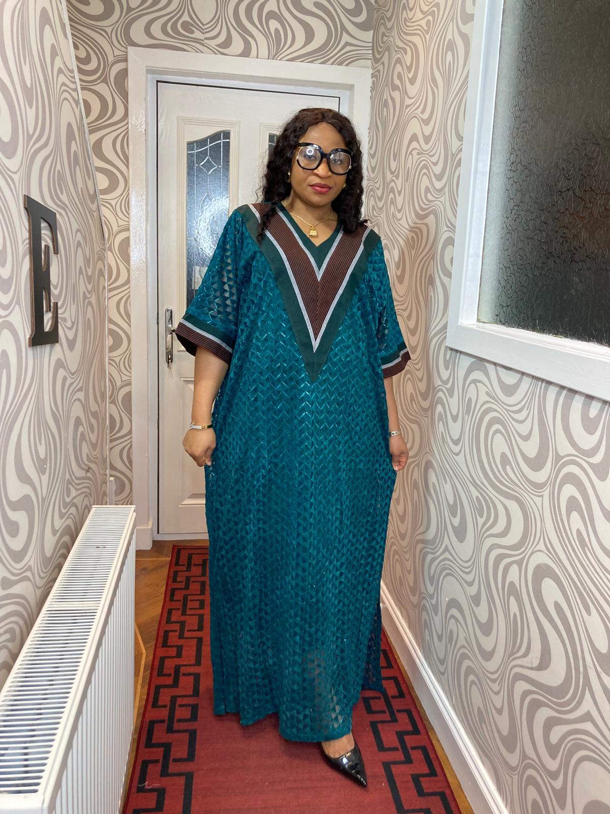 Long Gown Sample Lace Aso Oke