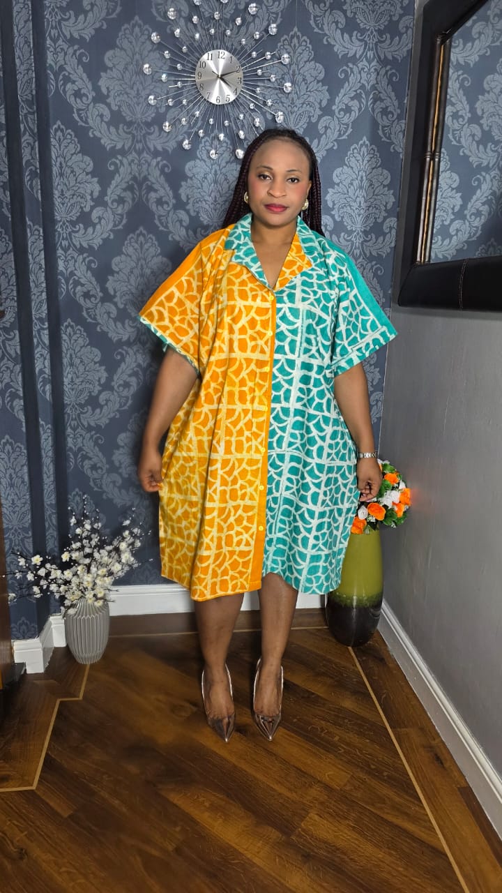 Adire Cotton Shirt Dress