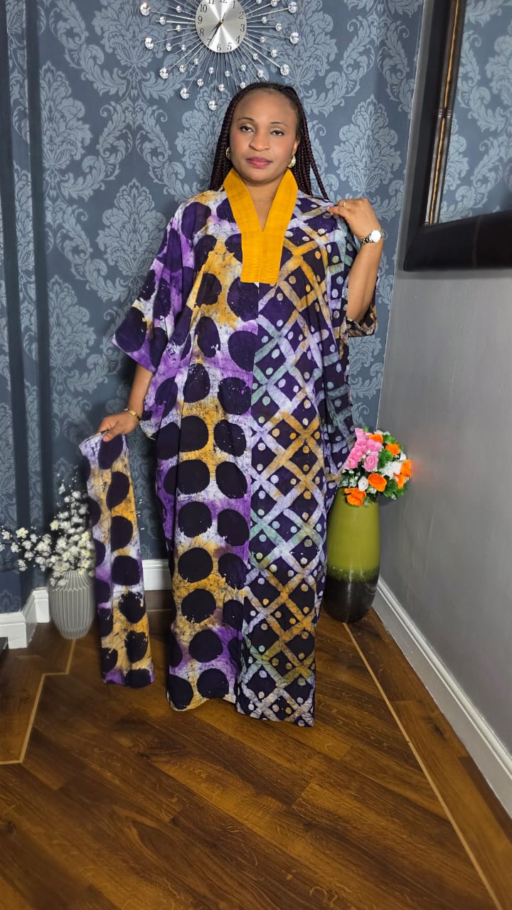 Long Adire Creap Gown