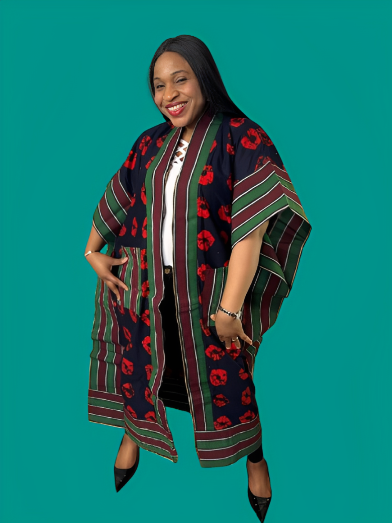 3 Quater Kimono jacket With Aso Oke