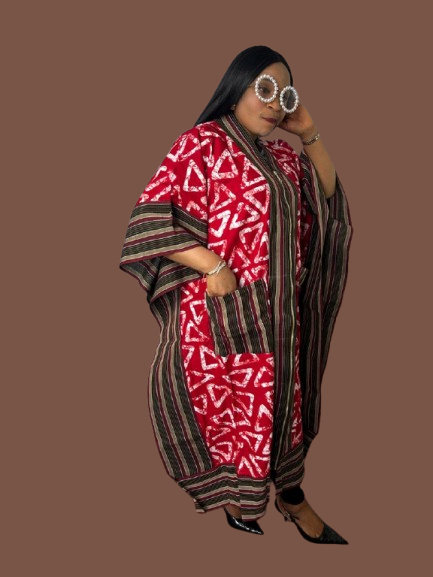 3 Quater Kimono Jacket With Aso Oke