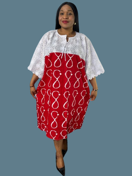 3 Quater Ankara Gown With lace Combination