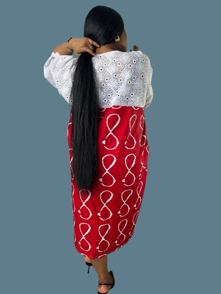 3 Quater Ankara Gown With lace Combination