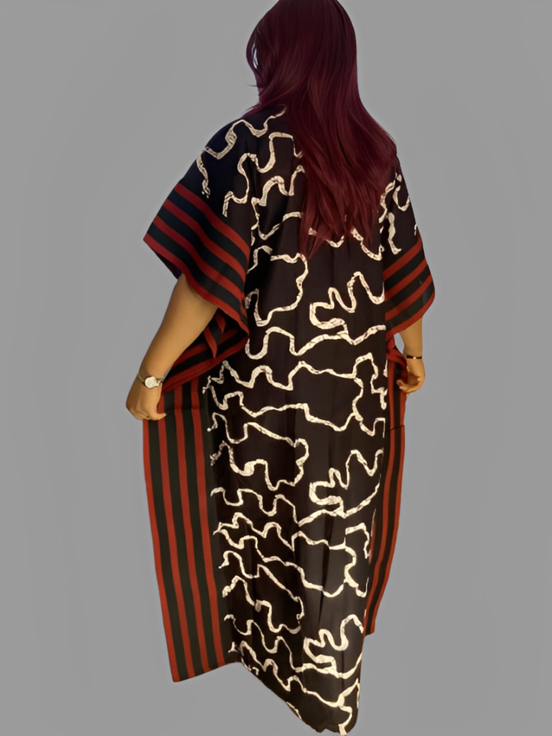 Long Kimono Jacket With Aso Oke