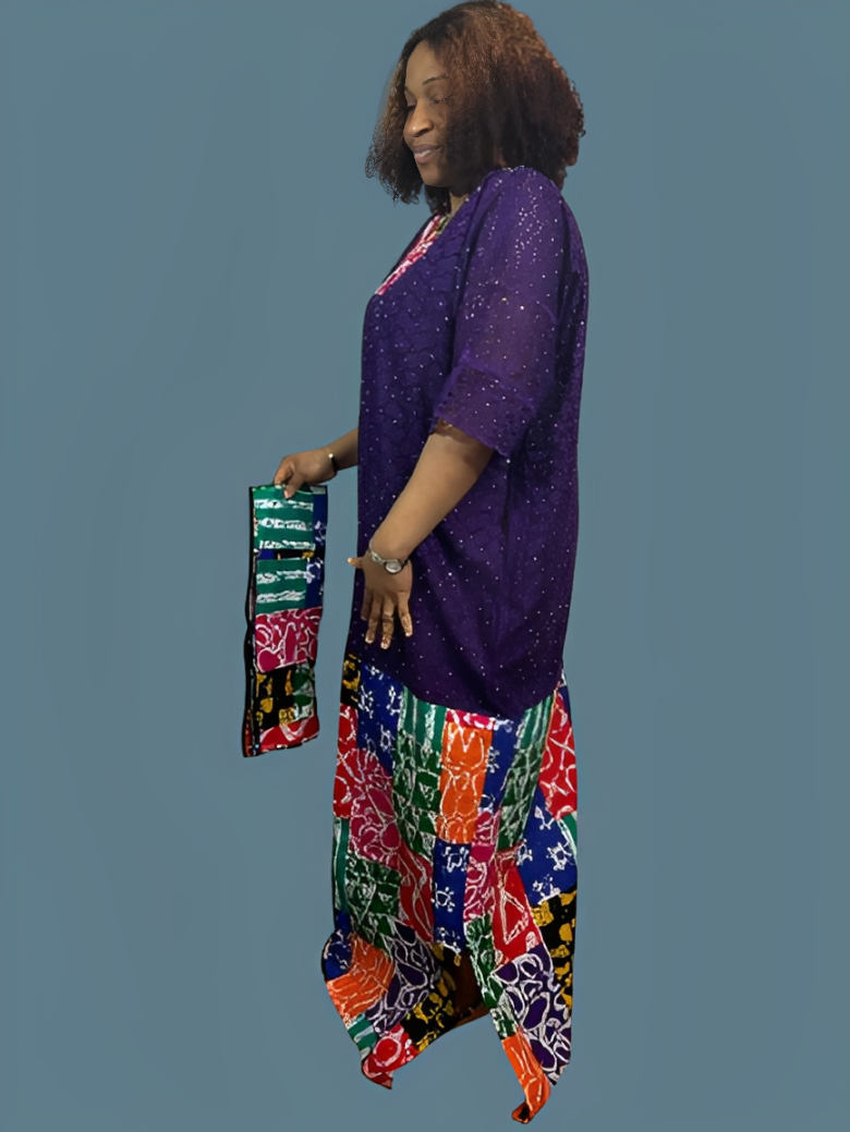 Long Ankara Gown With lace Combination