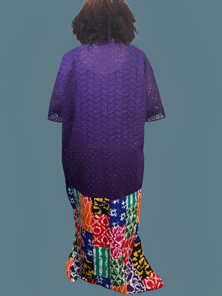 Long Ankara Gown With lace Combination