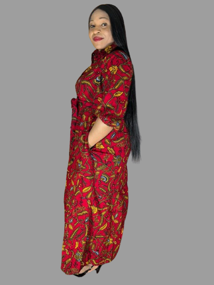 3 Quater Ankara Gown