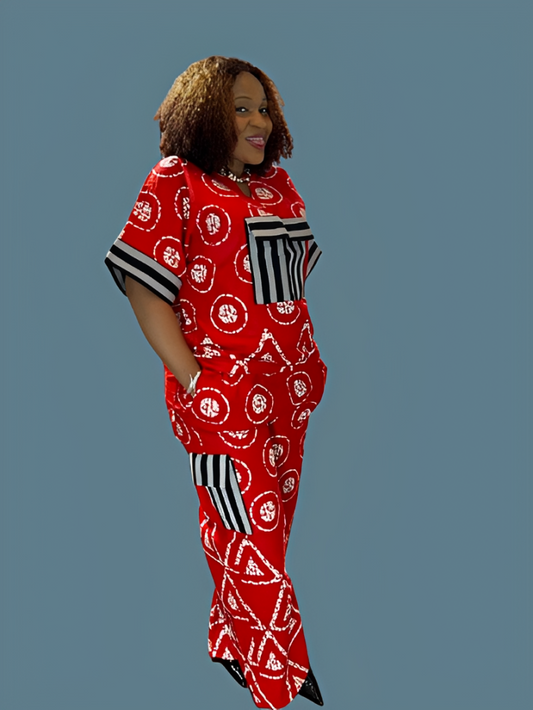Ankara Two Piece With Aso Oke