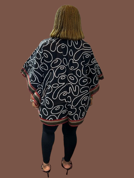 Short Ankara Kimono Jacket With Aso Oke