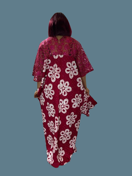 Ankara Long Gown With Lace Combination
